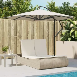 MAISON EXCLUSIVE - Chaise longue double avec coussins beige résine tressée