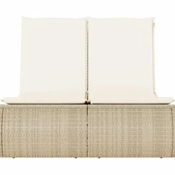 MAISON EXCLUSIVE - Chaise longue double avec coussins beige résine tressée