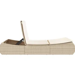 MAISON EXCLUSIVE - Chaise longue double avec coussins beige résine tressée