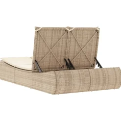 MAISON EXCLUSIVE - Chaise longue double avec coussins beige résine tressée