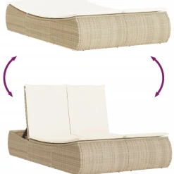 MAISON EXCLUSIVE - Chaise longue double avec coussins beige résine tressée