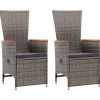 MAISON EXCLUSIVE - Chaise inclinable de jardin 2pc et coussins résine tressée gris