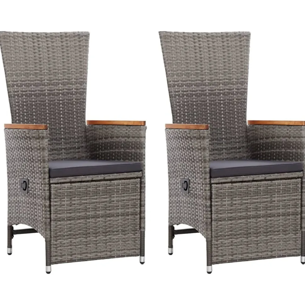 MAISON EXCLUSIVE - Chaise inclinable de jardin 2pc et coussins résine tressée gris