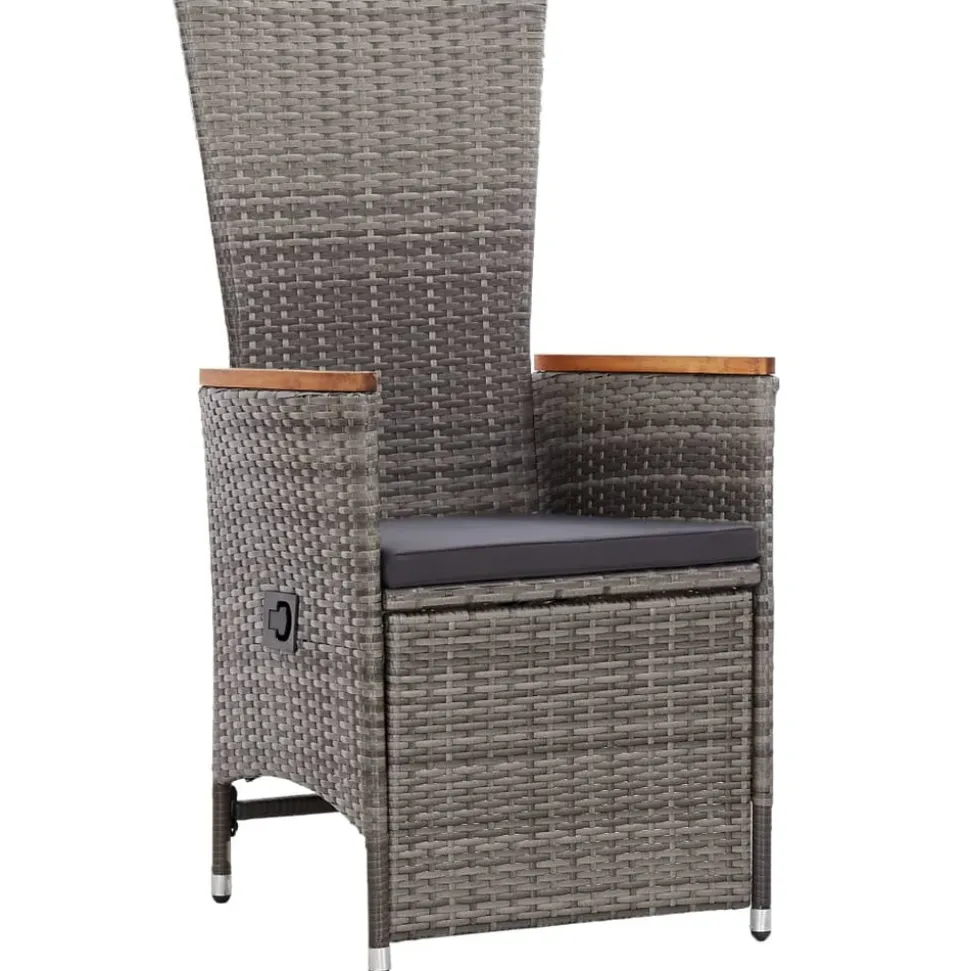 MAISON EXCLUSIVE - Chaise inclinable de jardin 2pc et coussins résine tressée gris