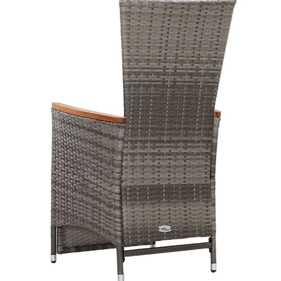 MAISON EXCLUSIVE - Chaise inclinable de jardin 2pc et coussins résine tressée gris