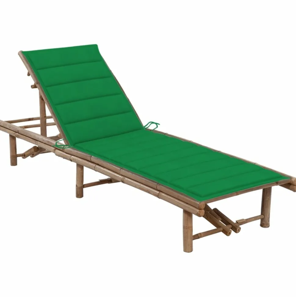MAISON EXCLUSIVE - Chaise longue de jardin avec coussin bambou