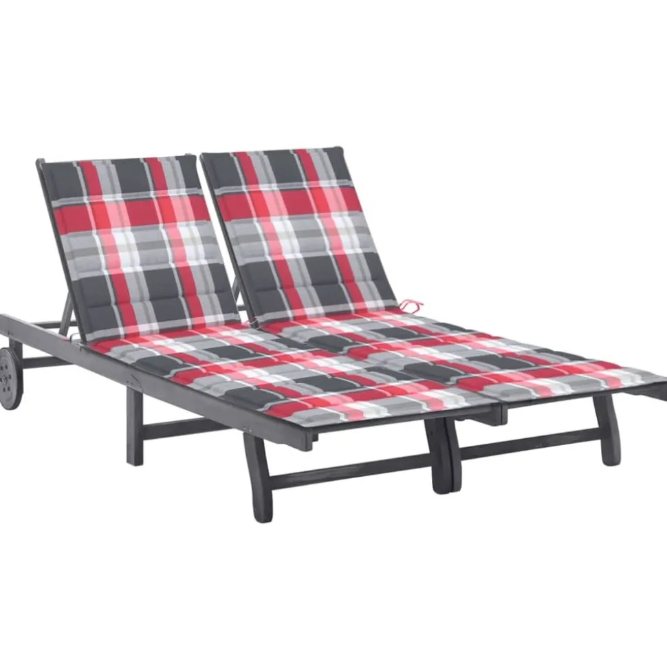 MAISON EXCLUSIVE - Chaise longue de jardin 2 places avec coussin gris acacia