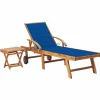 MAISON EXCLUSIVE - Chaise longue avec table et coussin bois de teck solide