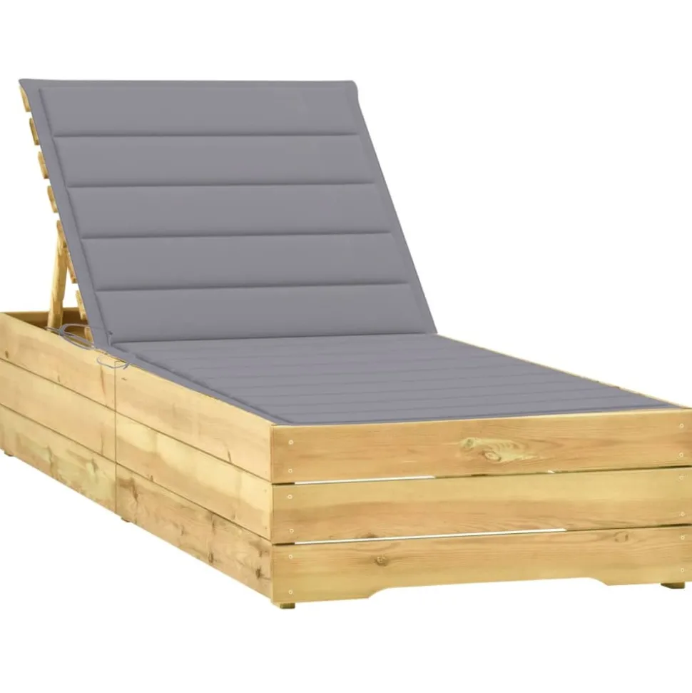 MAISON EXCLUSIVE - Chaise longue avec coussin gris bois de pin imprégné