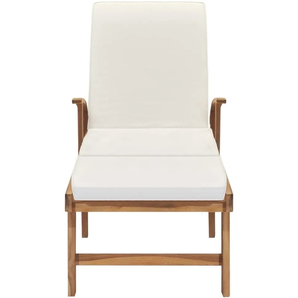 MAISON EXCLUSIVE - Chaise longue avec coussin bois de teck solide crème
