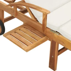MAISON EXCLUSIVE - Chaise longue avec coussin bois de teck solide crème