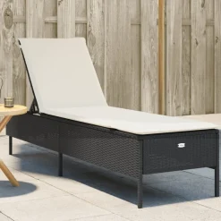 MAISON EXCLUSIVE - Chaise longue avec coussin noir résine tressée