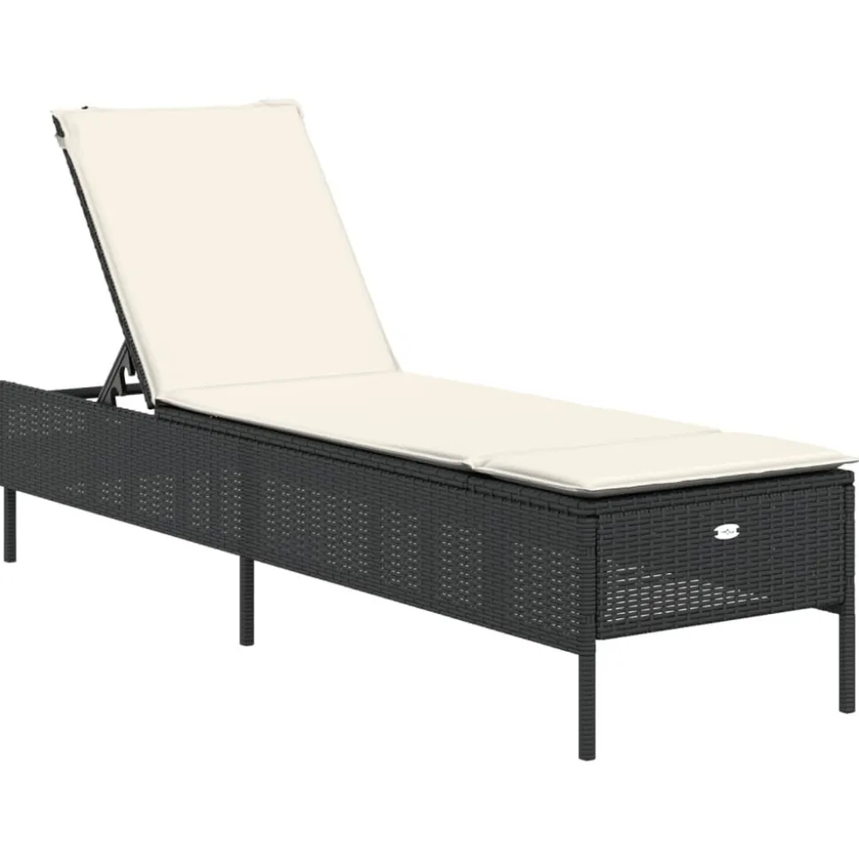 MAISON EXCLUSIVE - Chaise longue avec coussin noir résine tressée