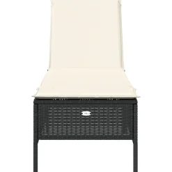 MAISON EXCLUSIVE - Chaise longue avec coussin noir résine tressée