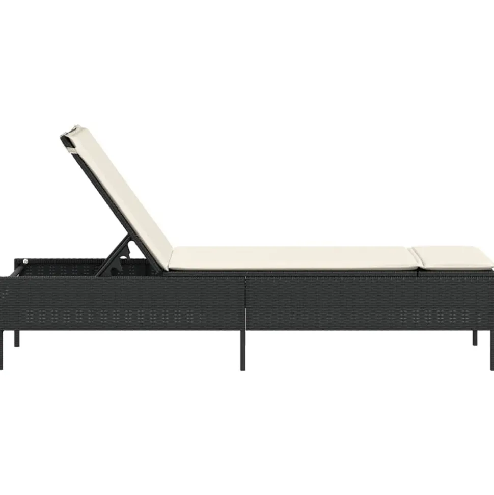 MAISON EXCLUSIVE - Chaise longue avec coussin noir résine tressée
