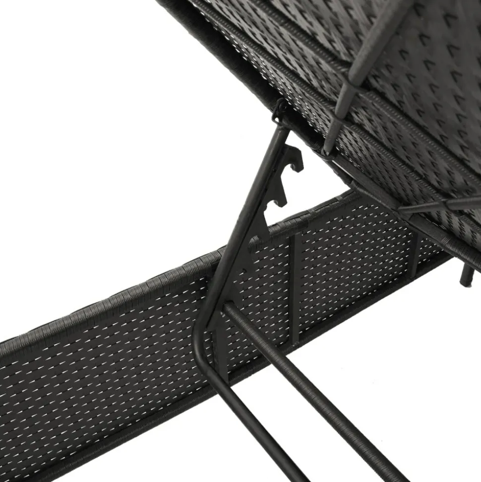 MAISON EXCLUSIVE - Chaise longue avec coussin noir résine tressée