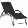 MAISON EXCLUSIVE - Chaise longue avec oreiller textilène noir