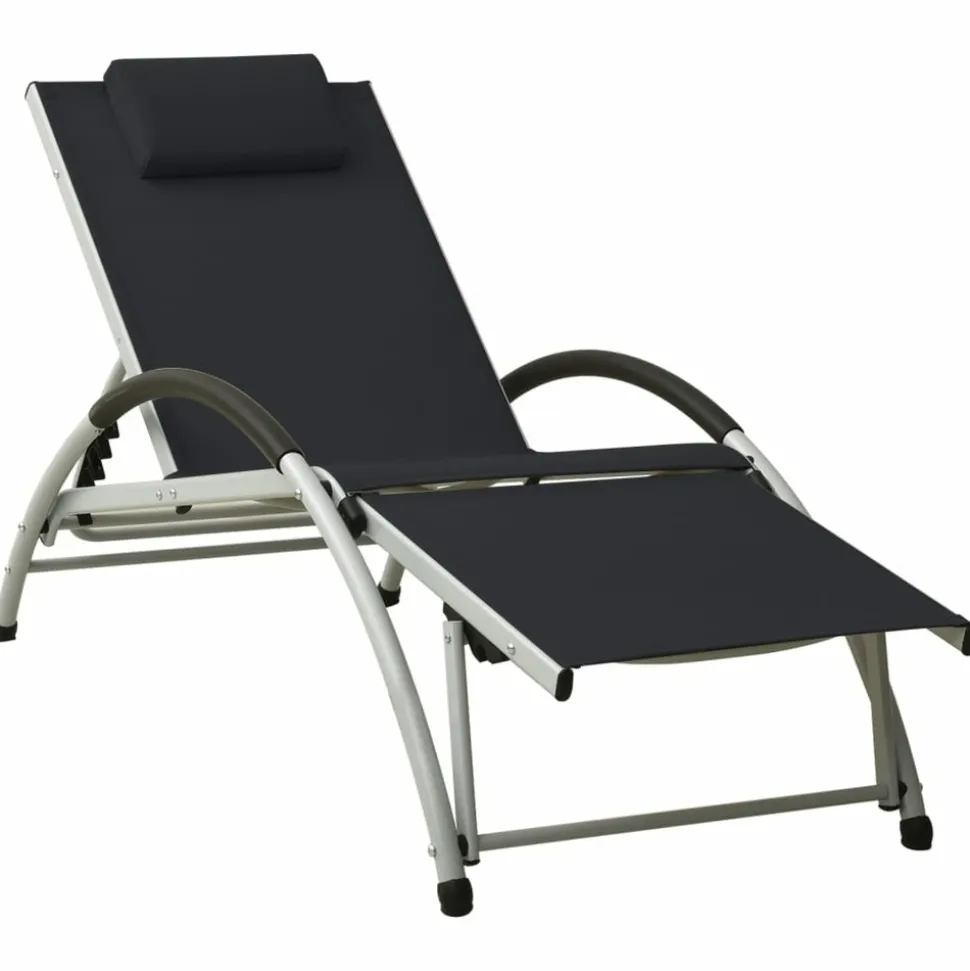 MAISON EXCLUSIVE - Chaise longue avec oreiller textilène noir