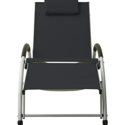 MAISON EXCLUSIVE - Chaise longue avec oreiller textilène noir