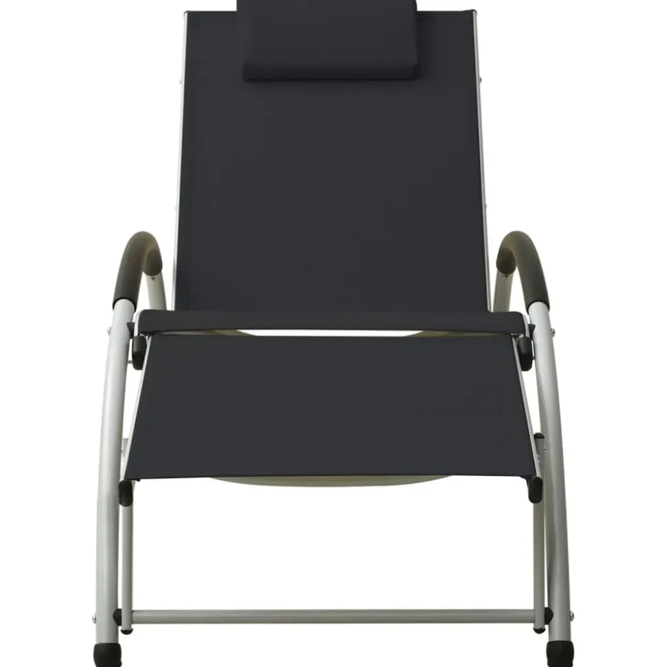 MAISON EXCLUSIVE - Chaise longue avec oreiller textilène noir