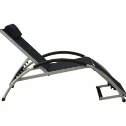 MAISON EXCLUSIVE - Chaise longue avec oreiller textilène noir