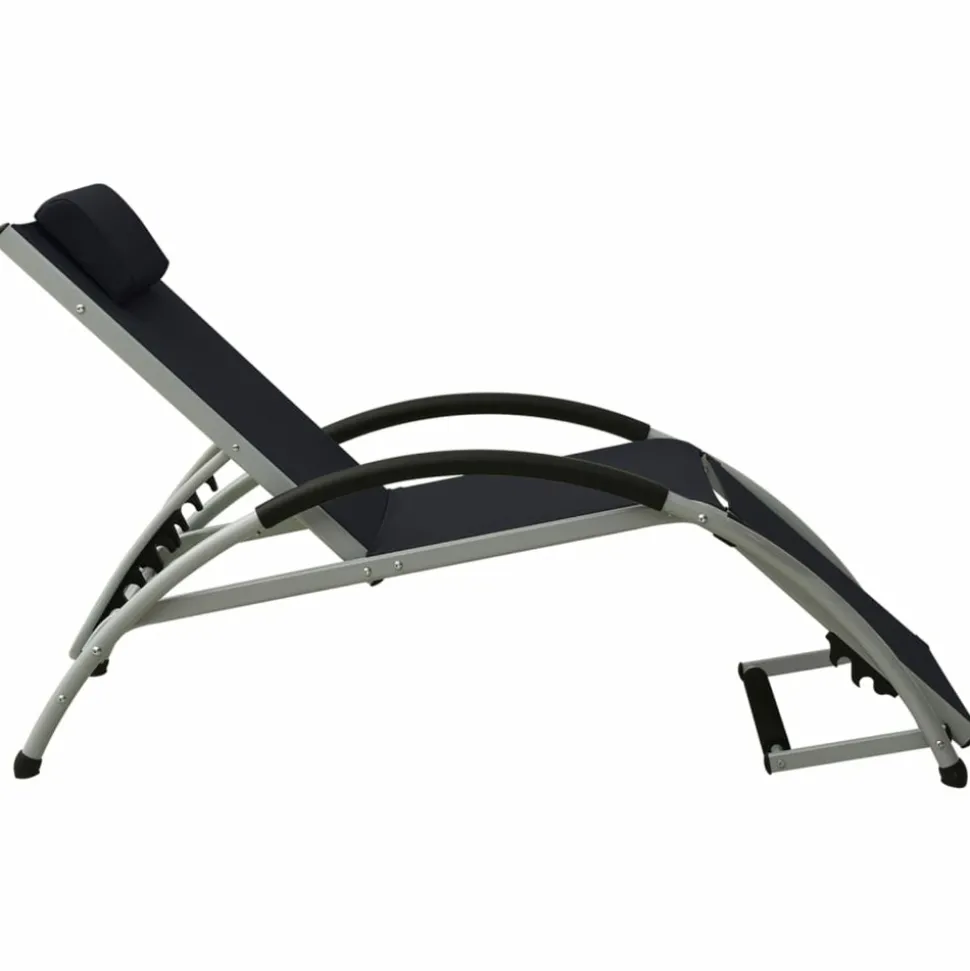 MAISON EXCLUSIVE - Chaise longue avec oreiller textilène noir
