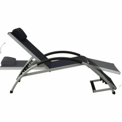 MAISON EXCLUSIVE - Chaise longue avec oreiller textilène noir