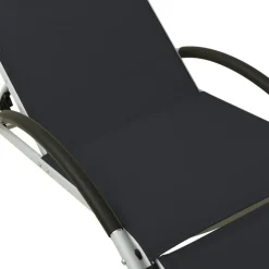 MAISON EXCLUSIVE - Chaise longue avec oreiller textilène noir
