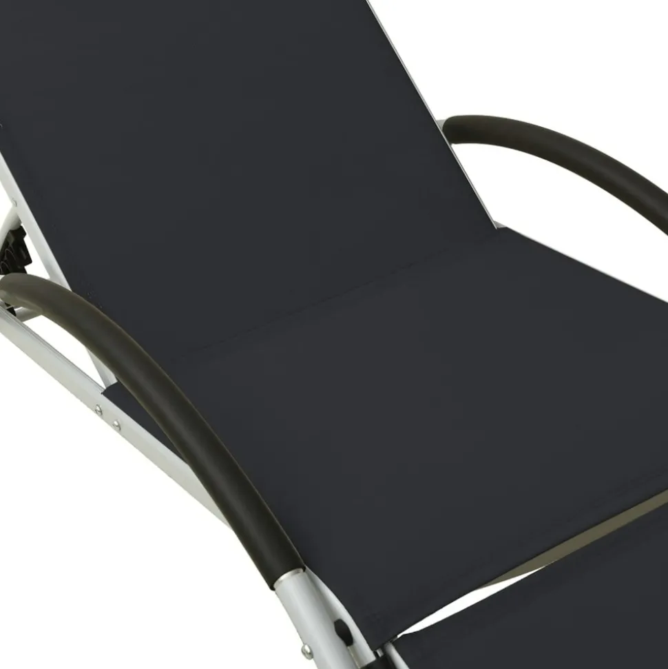 MAISON EXCLUSIVE - Chaise longue avec oreiller textilène noir