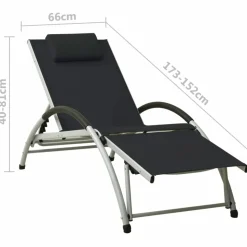 MAISON EXCLUSIVE - Chaise longue avec oreiller textilène noir