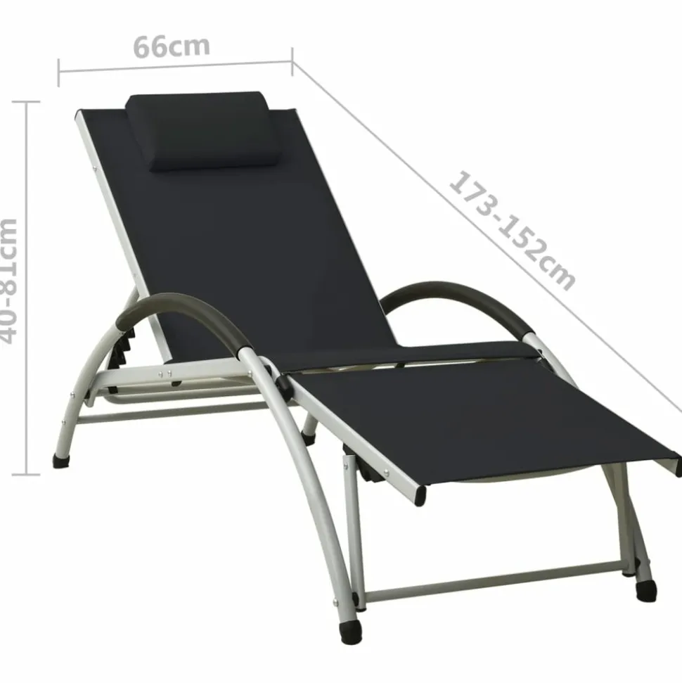 MAISON EXCLUSIVE - Chaise longue avec oreiller textilène noir