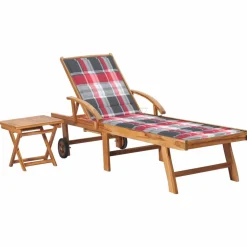 MAISON EXCLUSIVE - Chaise longue avec table et coussin bois de teck solide
