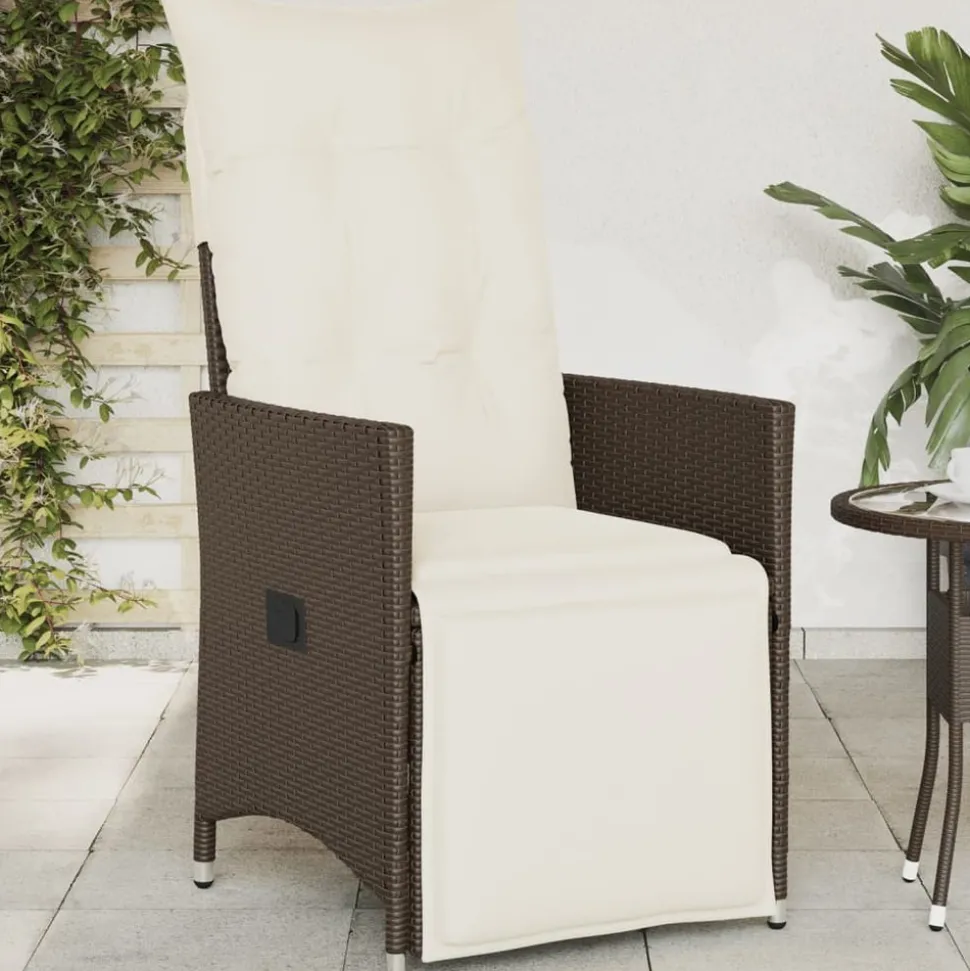 MAISON EXCLUSIVE - Chaise inclinable de jardin avec coussins marron résine tressée