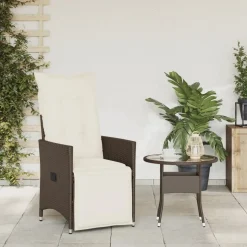 MAISON EXCLUSIVE - Chaise inclinable de jardin avec coussins marron résine tressée