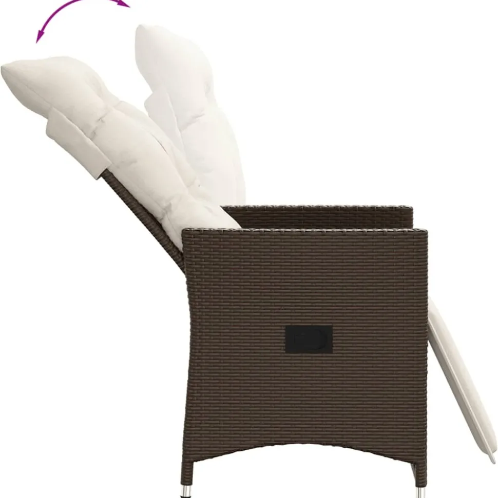 MAISON EXCLUSIVE - Chaise inclinable de jardin avec coussins marron résine tressée