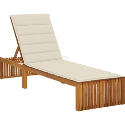 MAISON EXCLUSIVE - Chaise longue avec coussin bois d'acacia solide