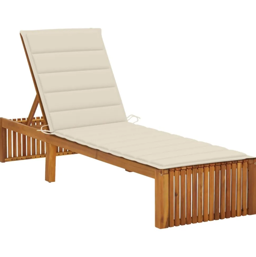 MAISON EXCLUSIVE - Chaise longue avec coussin bois d'acacia solide