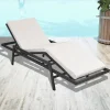 MAISON EXCLUSIVE - Chaise longue avec coussin résine tressée noir