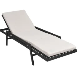 MAISON EXCLUSIVE - Chaise longue avec coussin résine tressée noir