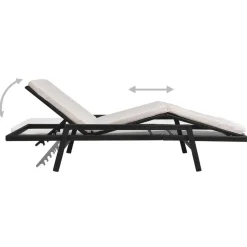 MAISON EXCLUSIVE - Chaise longue avec coussin résine tressée noir