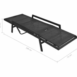 MAISON EXCLUSIVE - Chaise longue avec coussin résine tressée noir