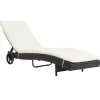 MAISON EXCLUSIVE - Chaise longue avec roues et coussin résine tressée noir