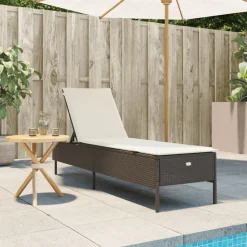 MAISON EXCLUSIVE - Chaise longue avec coussin marron résine tressée