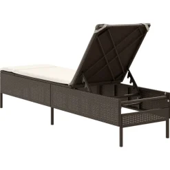 MAISON EXCLUSIVE - Chaise longue avec coussin marron résine tressée