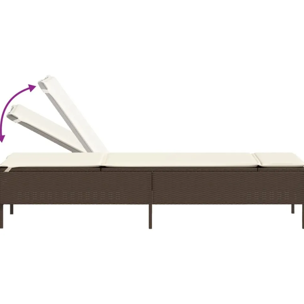 MAISON EXCLUSIVE - Chaise longue avec coussin marron résine tressée