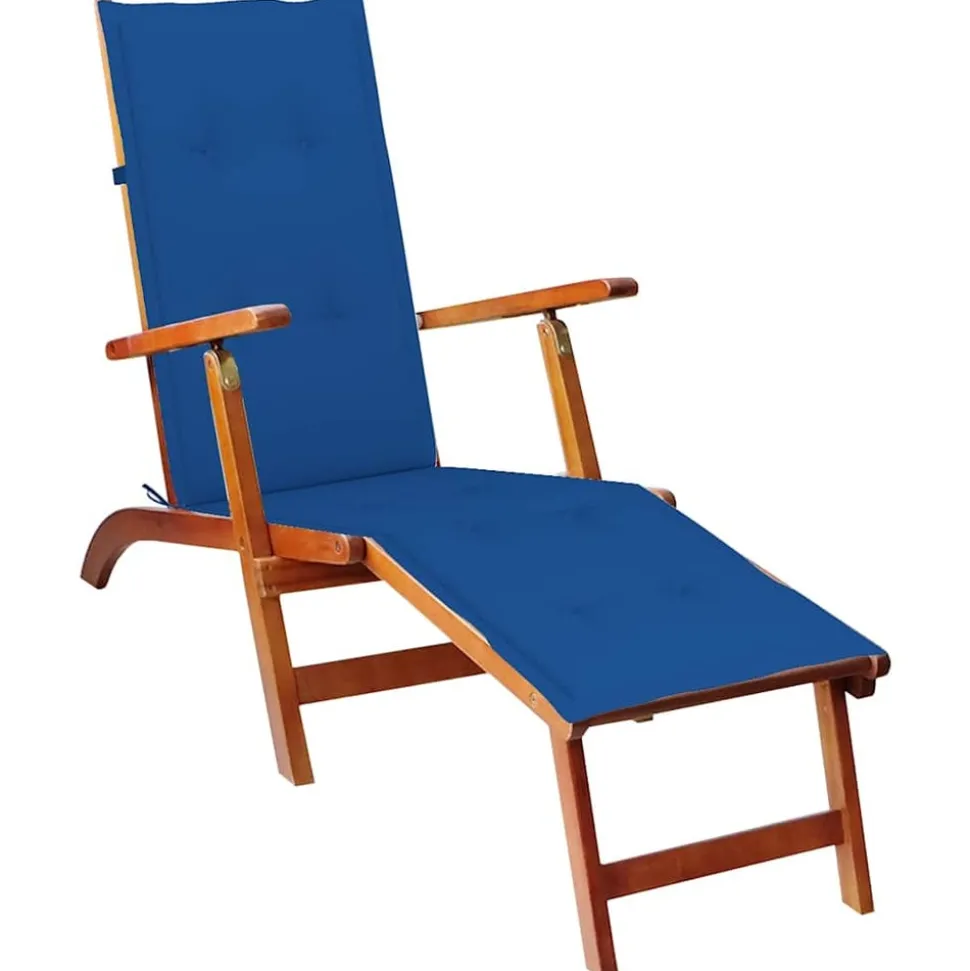 MAISON EXCLUSIVE - Chaise longue d'extérieur repose-pied et coussin acacia solide