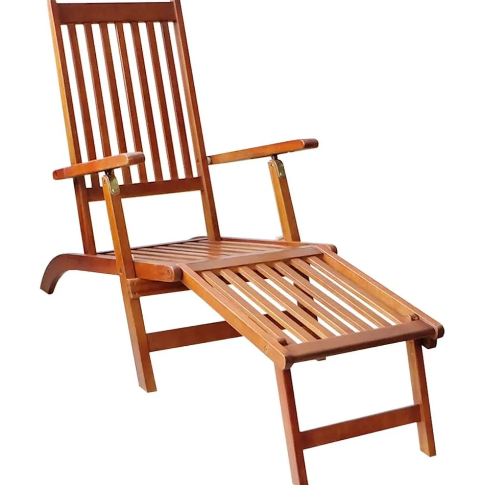 MAISON EXCLUSIVE - Chaise longue d'extérieur repose-pied et coussin acacia solide
