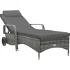 MAISON EXCLUSIVE - Chaise longue avec roues résine tressée anthracite