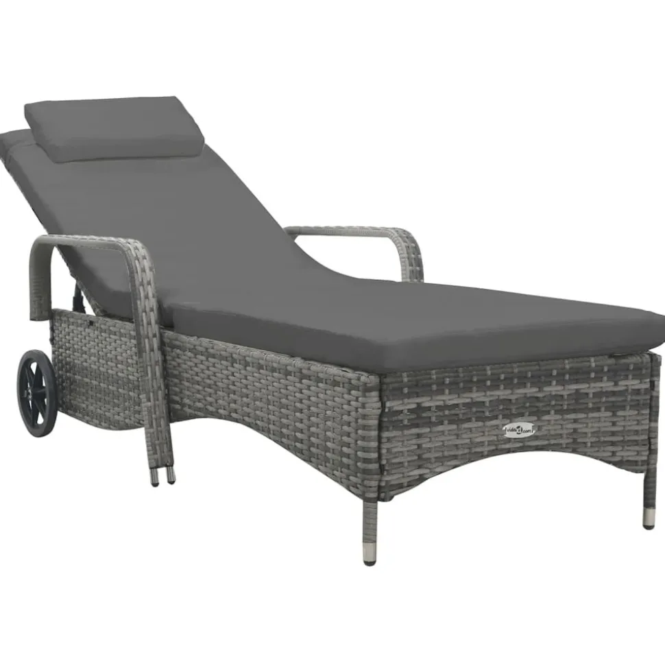 MAISON EXCLUSIVE - Chaise longue avec roues résine tressée anthracite