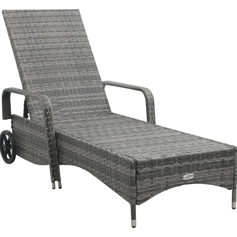 MAISON EXCLUSIVE - Chaise longue avec roues résine tressée anthracite